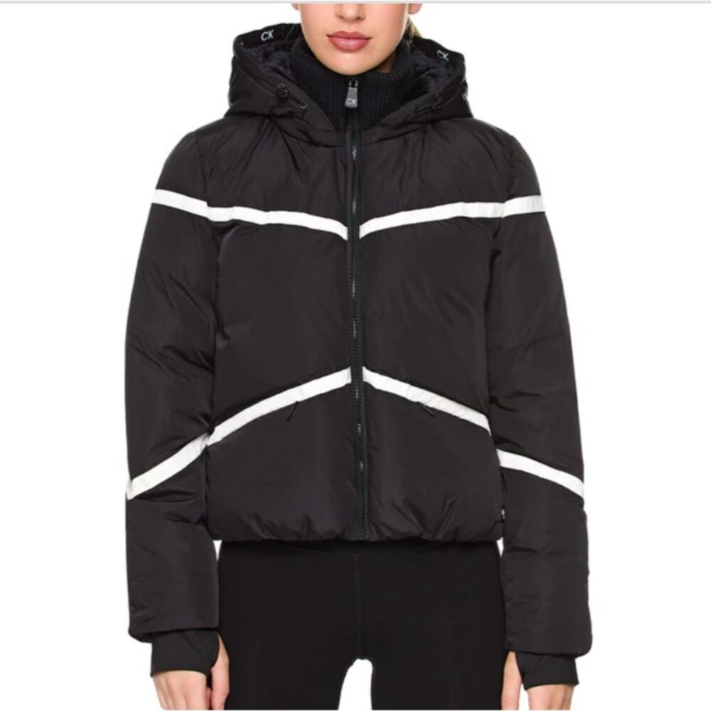 Calvin Klein Performance Quilted Down Puffer Jacket in Black Women Size Medium
